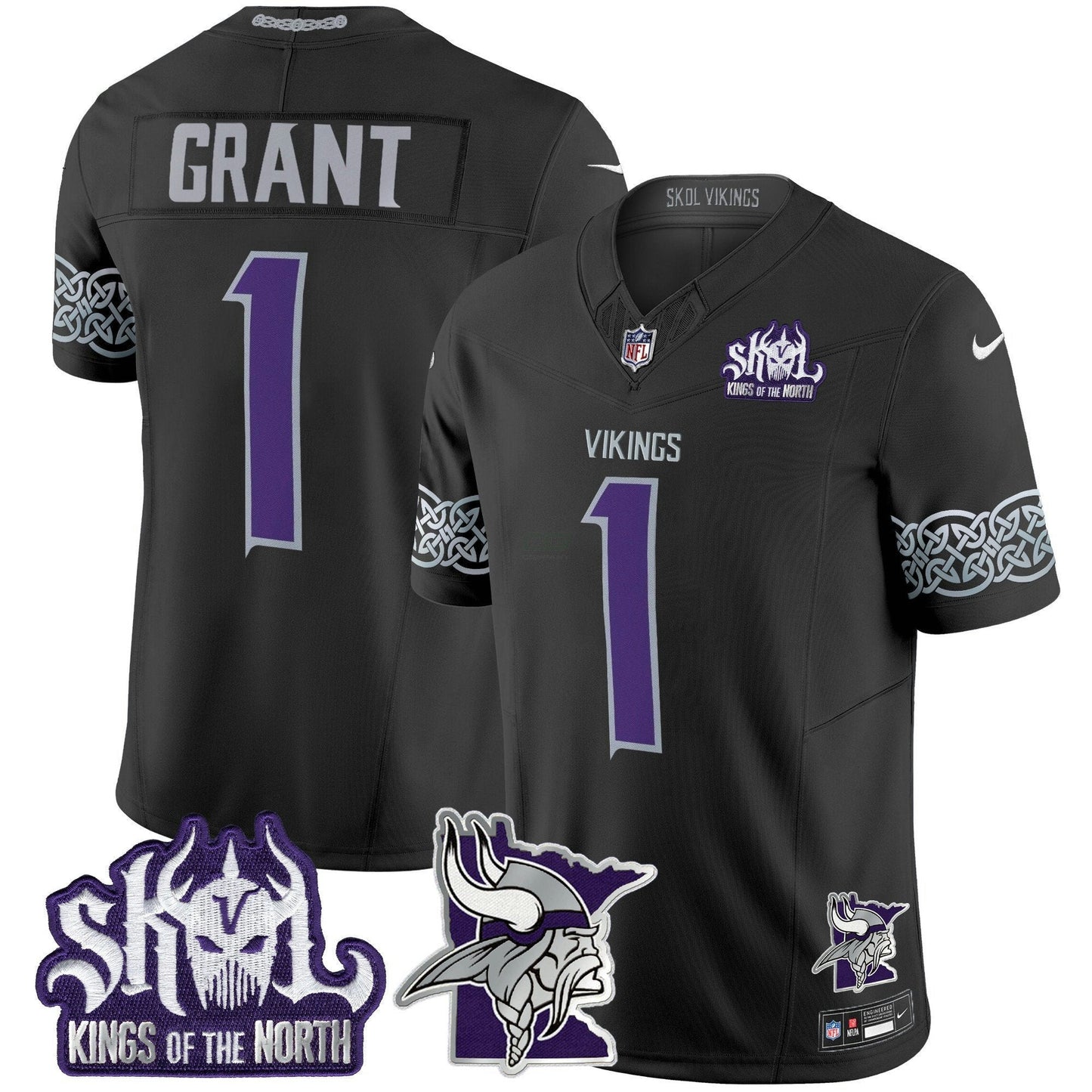 Camisa NFL Men’s Minnesota 2024 Winter Warrior Skol Patch Vapor Limited Jersey V2