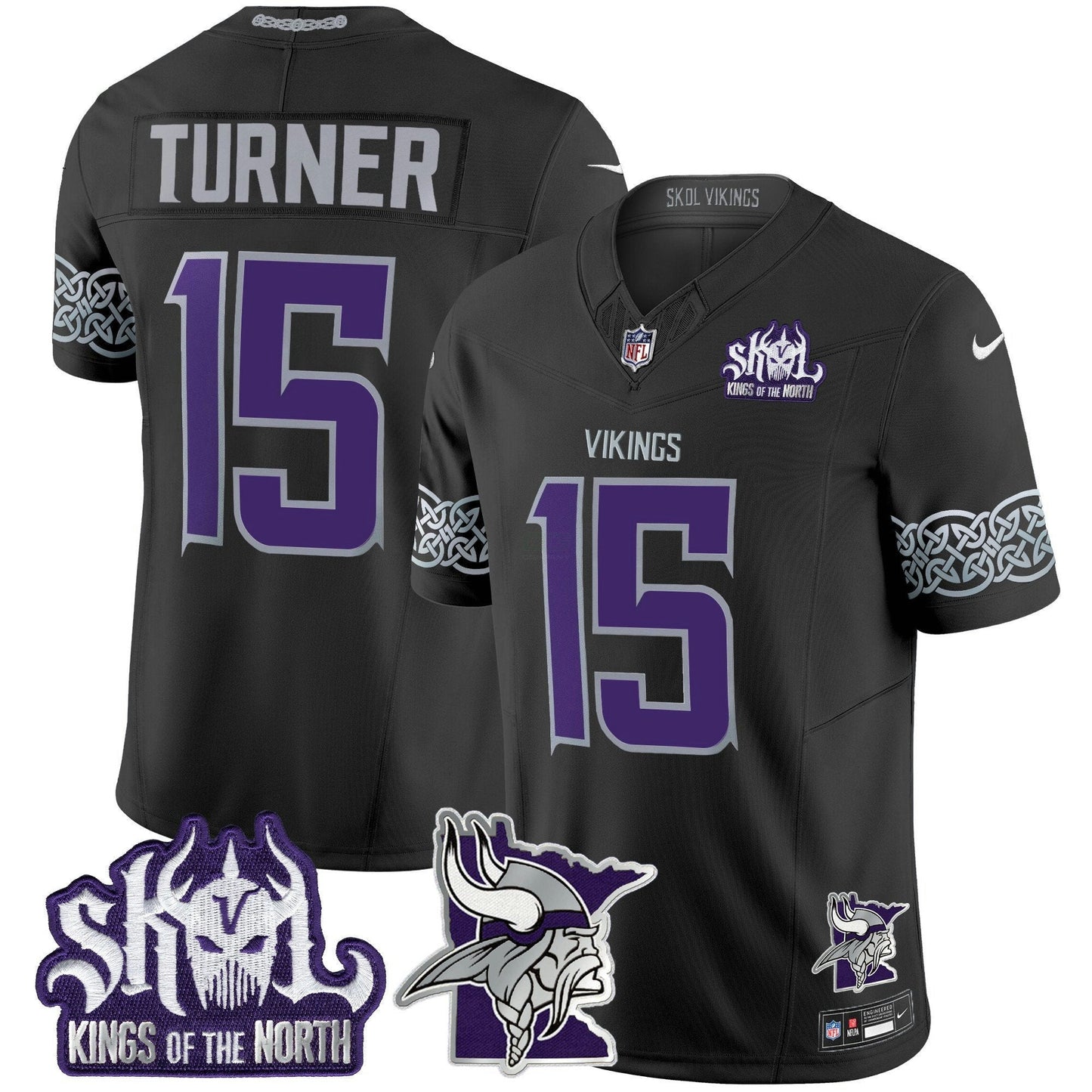 Camisa NFL Men’s Minnesota 2024 Winter Warrior Skol Patch Vapor Limited Jersey V2