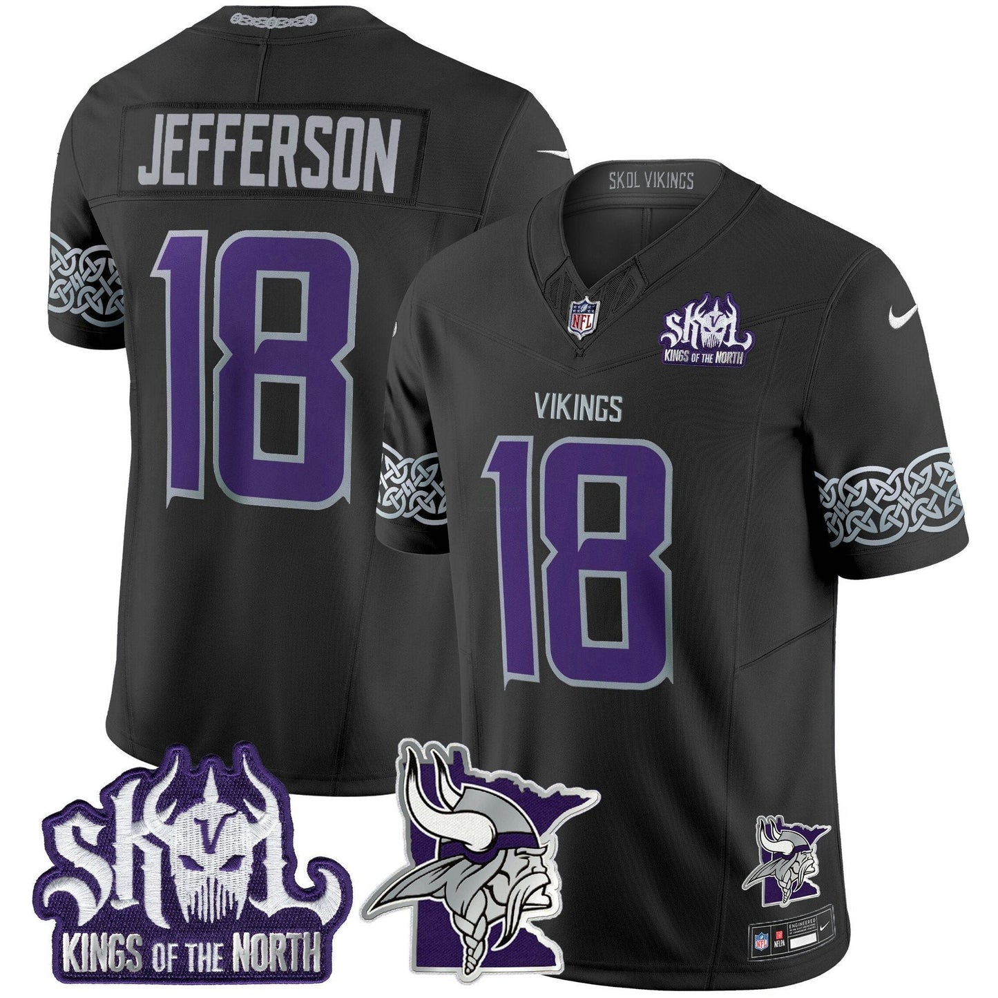 Camisa NFL Men’s Minnesota 2024 Winter Warrior Skol Patch Vapor Limited Jersey V2