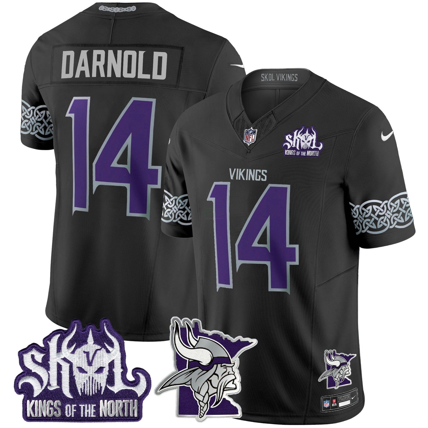 Camisa NFL Men’s Minnesota 2024 Winter Warrior Skol Patch Vapor Limited Jersey V2