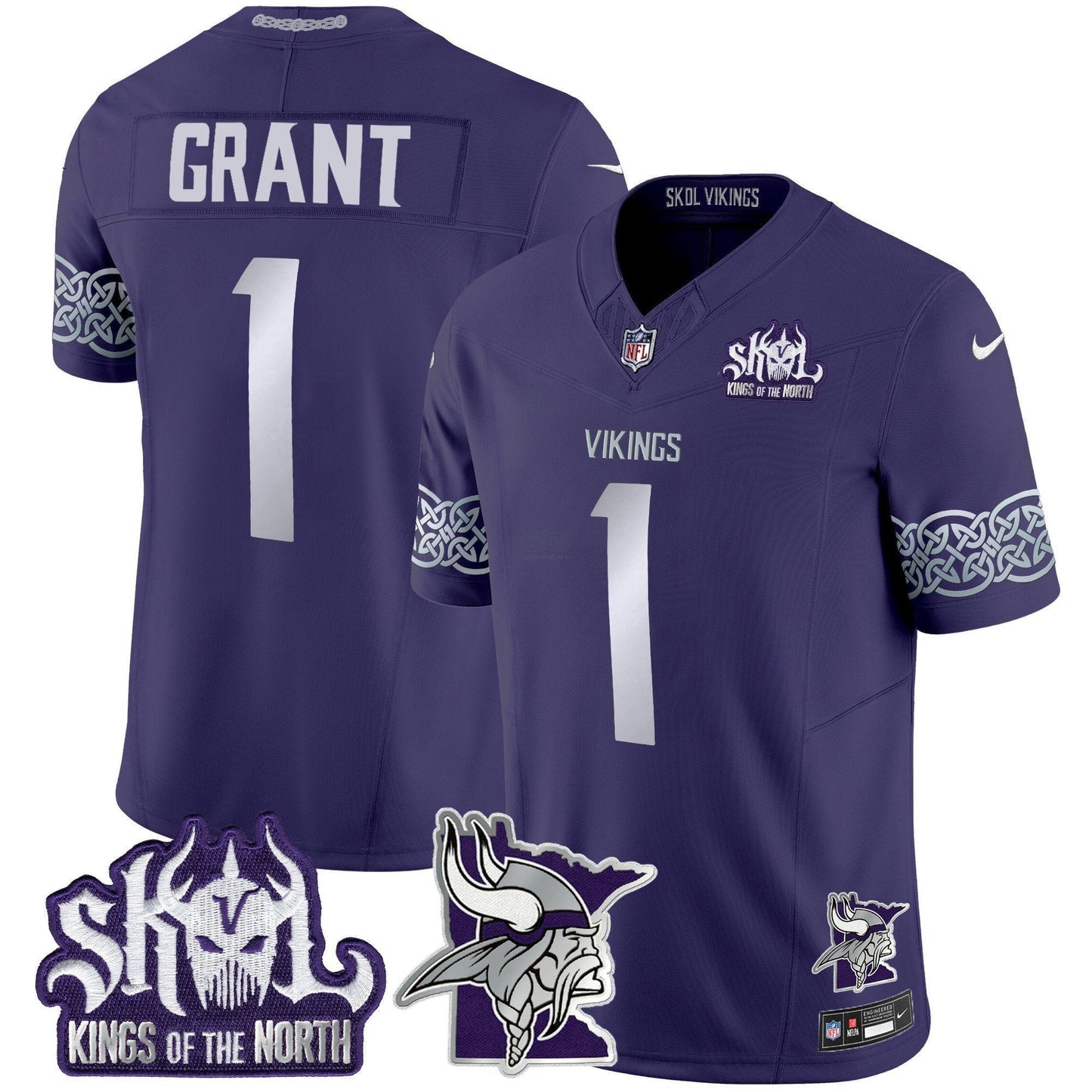 Camisa NFL Men’s Minnesota 2024 Winter Warrior Skol Patch Vapor Limited Jersey V2