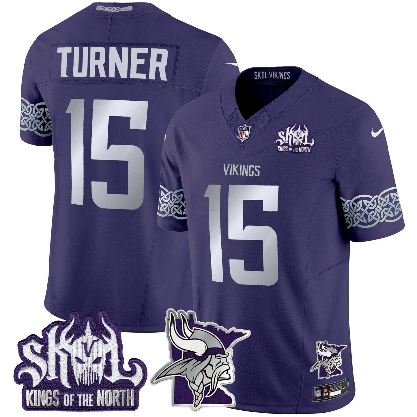 Camisa NFL Men’s Minnesota 2024 Winter Warrior Skol Patch Vapor Limited Jersey V2