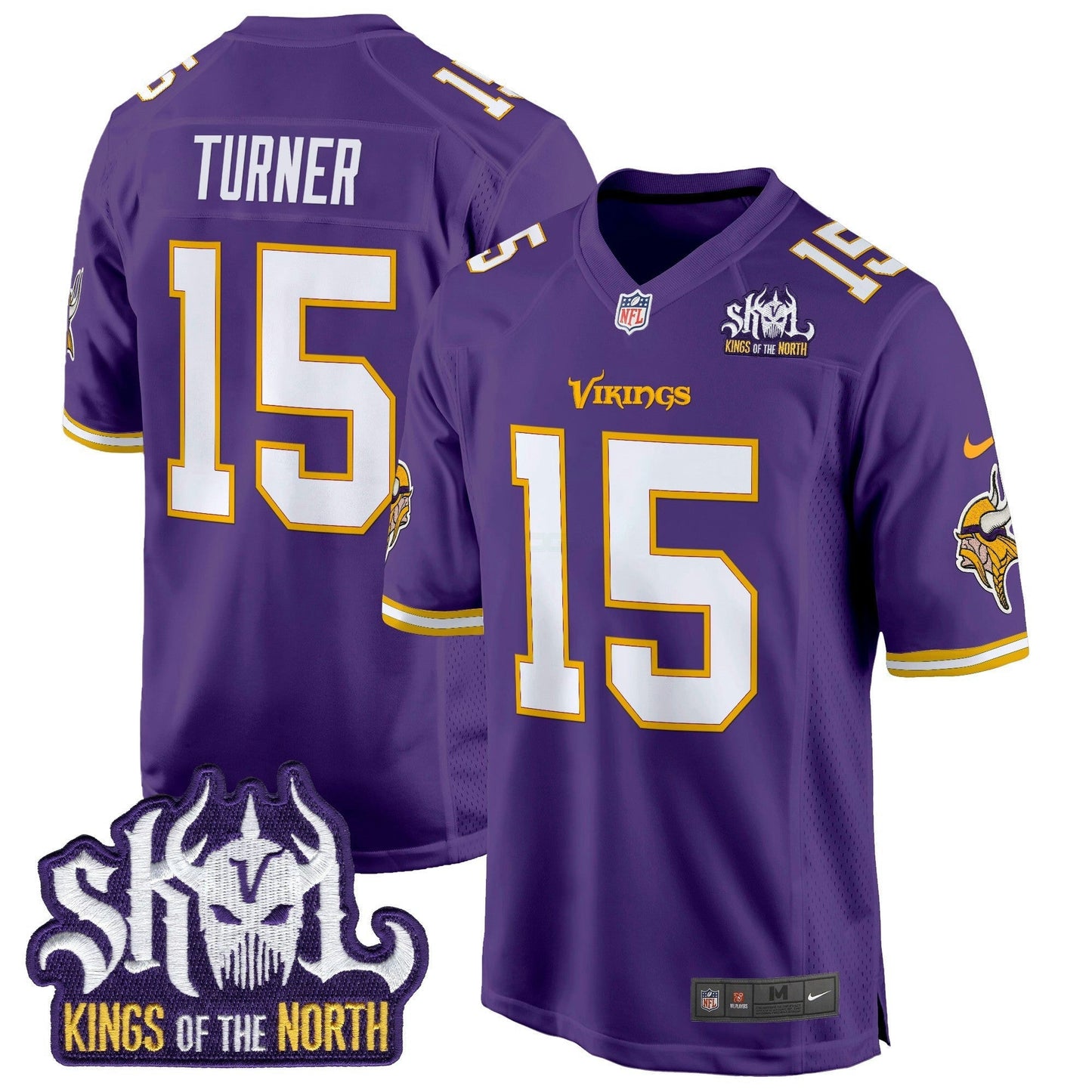 Camisa NFL Men’s Minnesota King Of The North Patch Throwback Game Jersey