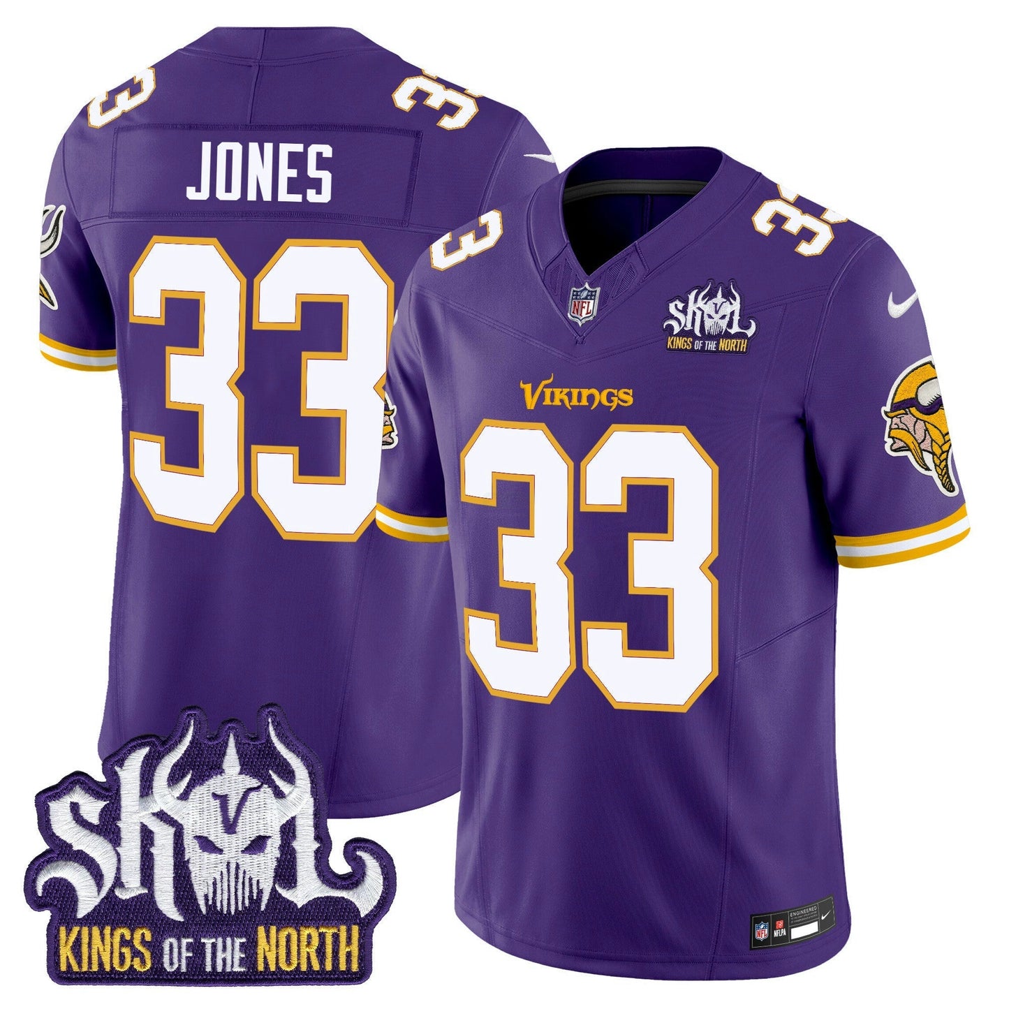 Camisa NFL Men’s Minnesota Kings Of The North Patch Throwback Vapor Limited Jersey