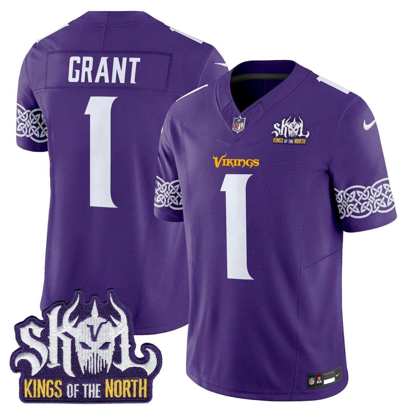 Camisa NFL Men’s Minnesota Kings Of The North Patch Vapor Limited Jersey V2
