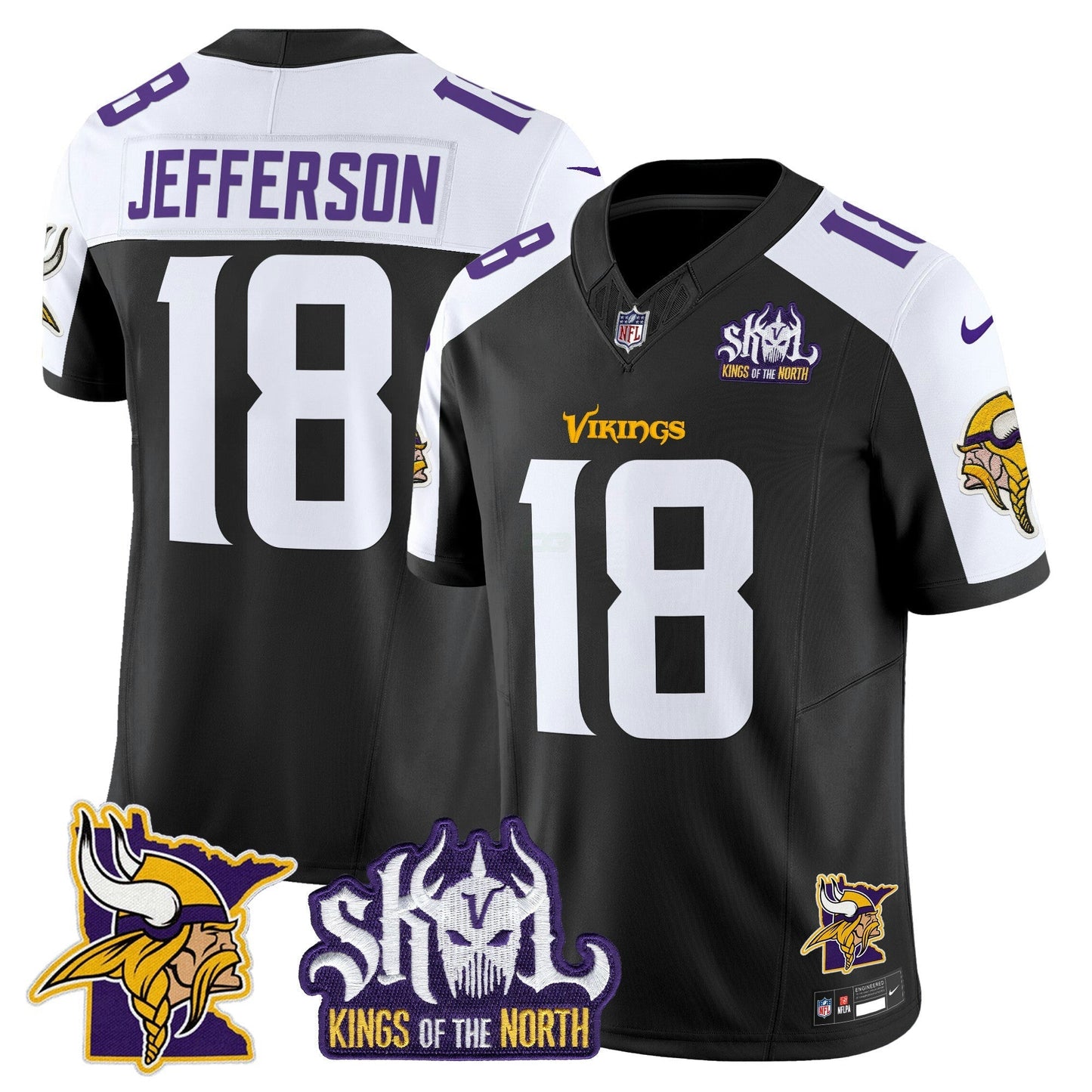 Camisa NFL Men’s Minnesota Kings Of The North Patch Vapor Limited Jersey V3