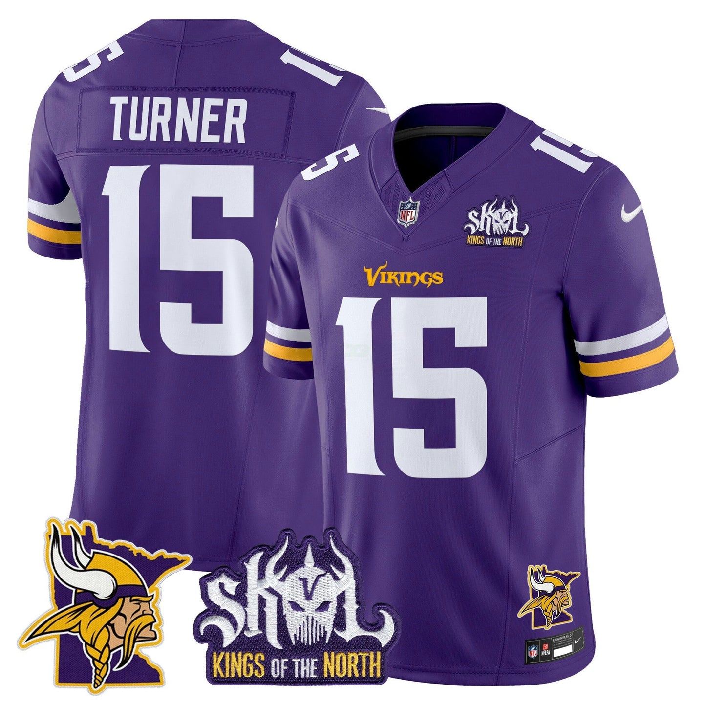 Camisa NFL Men’s Minnesota Kings Of The North Patch Vapor Limited Jersey V3