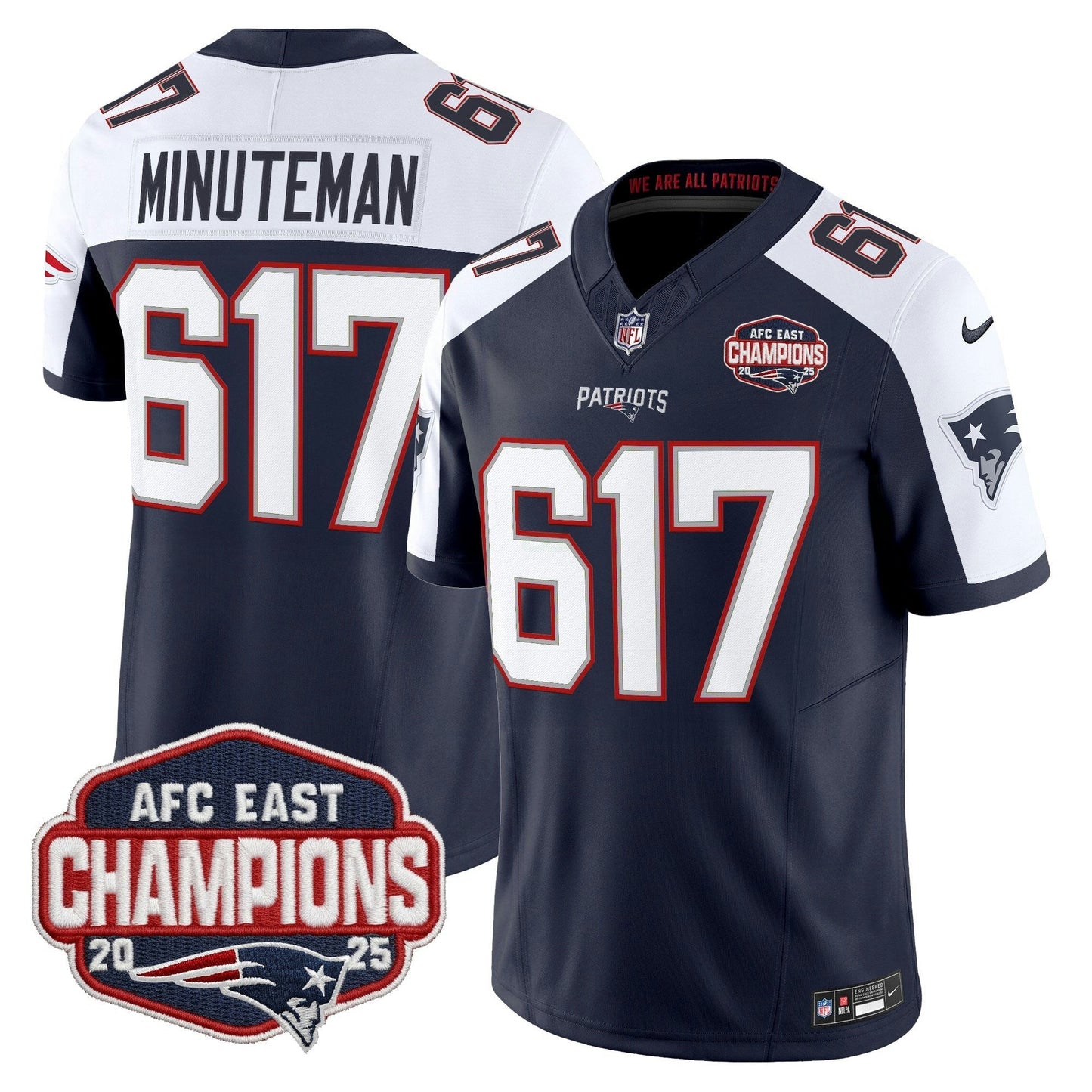 Camisa NFL Men’s New England 2025 AFC East Division Champions Vapor Limited Jersey