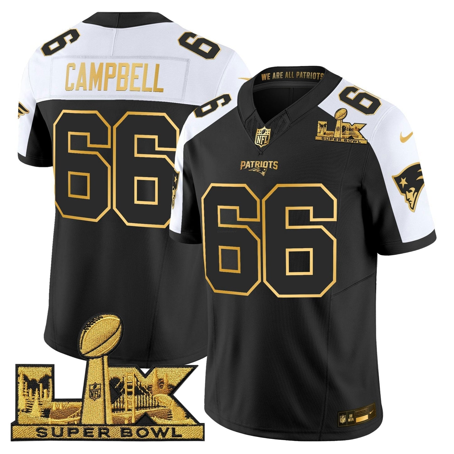 Camisa NFL Men’s New England Super Bowl LX Dourada Vapor Limited Jersey