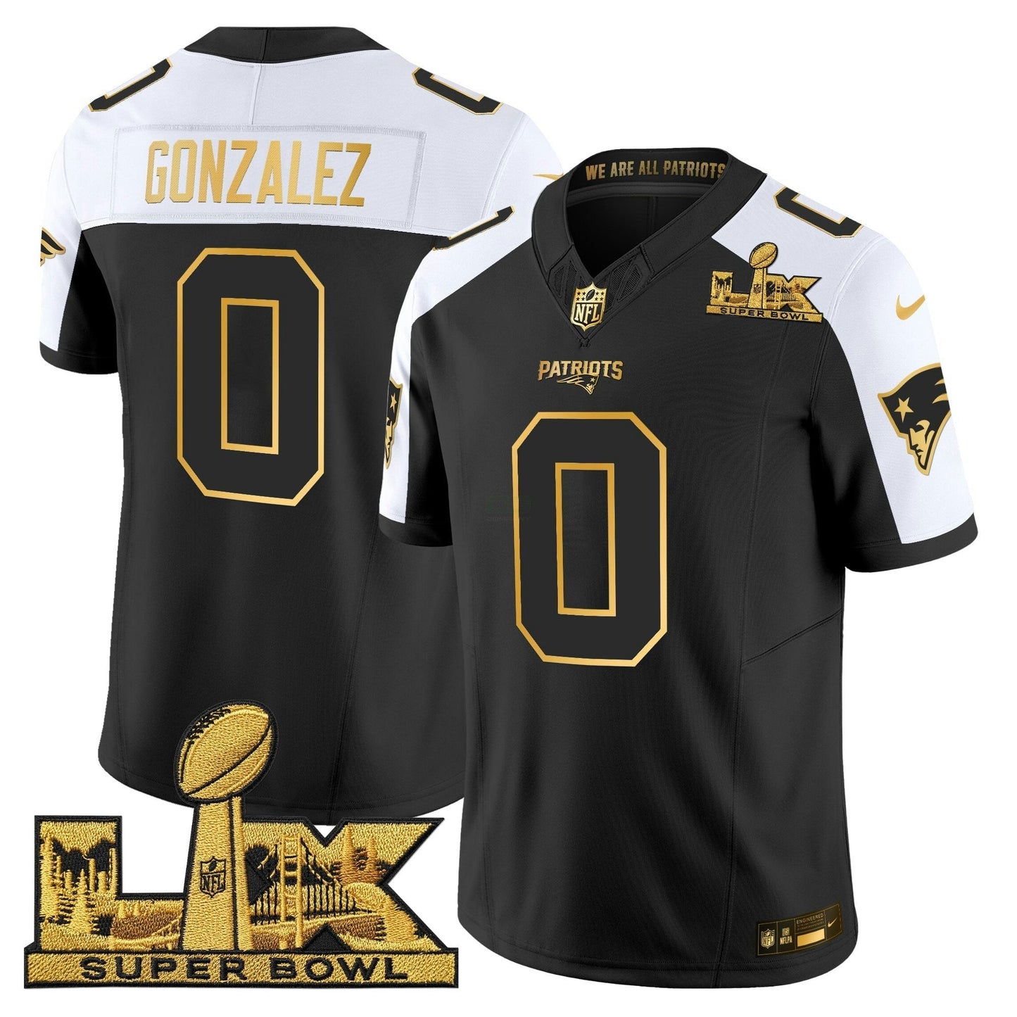 Camisa NFL Men’s New England Super Bowl LX Dourada Vapor Limited Jersey