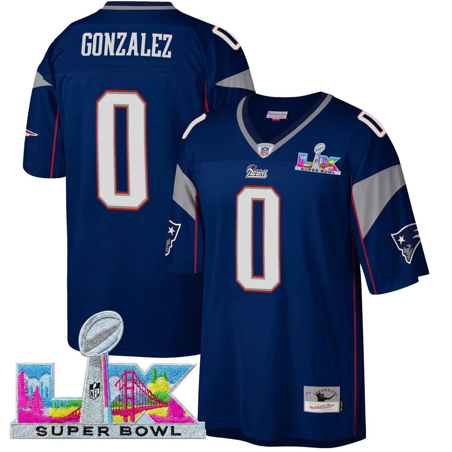 Camisa NFL Men’s New England Super Bowl LX Throwback Jersey