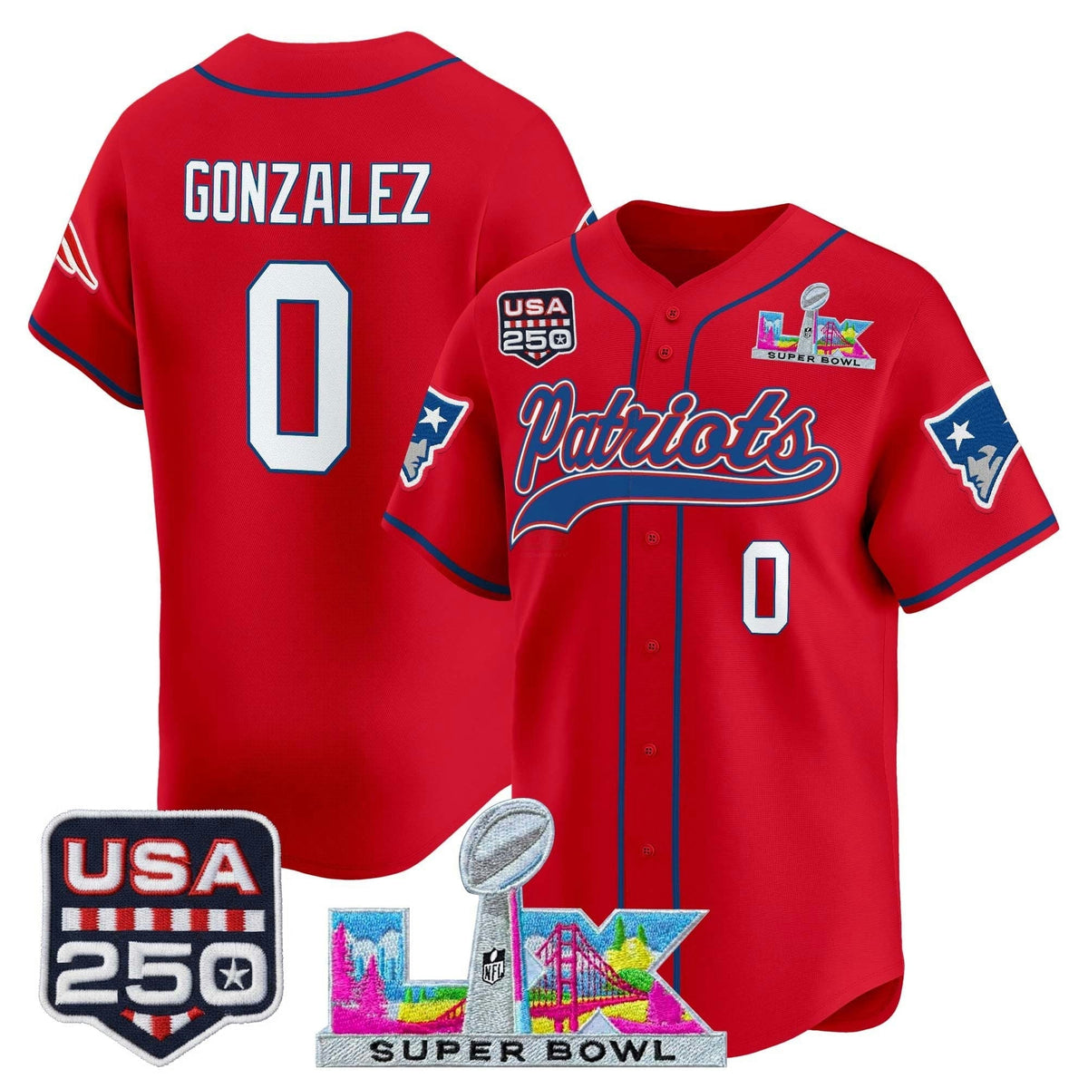 Camisa NFL Men’s New England “Super Bowl LX & United States 250th Anniversary Patch” Vapor Jersey