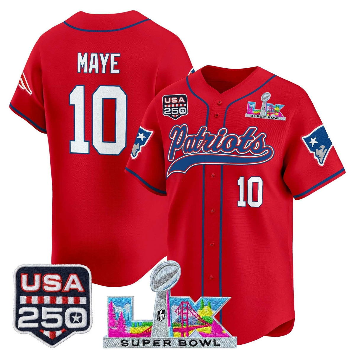 Camisa NFL Men’s New England “Super Bowl LX & United States 250th Anniversary Patch” Vapor Jersey