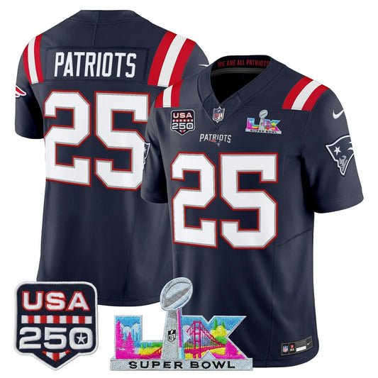 Camisa NFL Men’s New England “Super Bowl LX & United States 250th Anniversary Patch” Vapor Limited Jersey