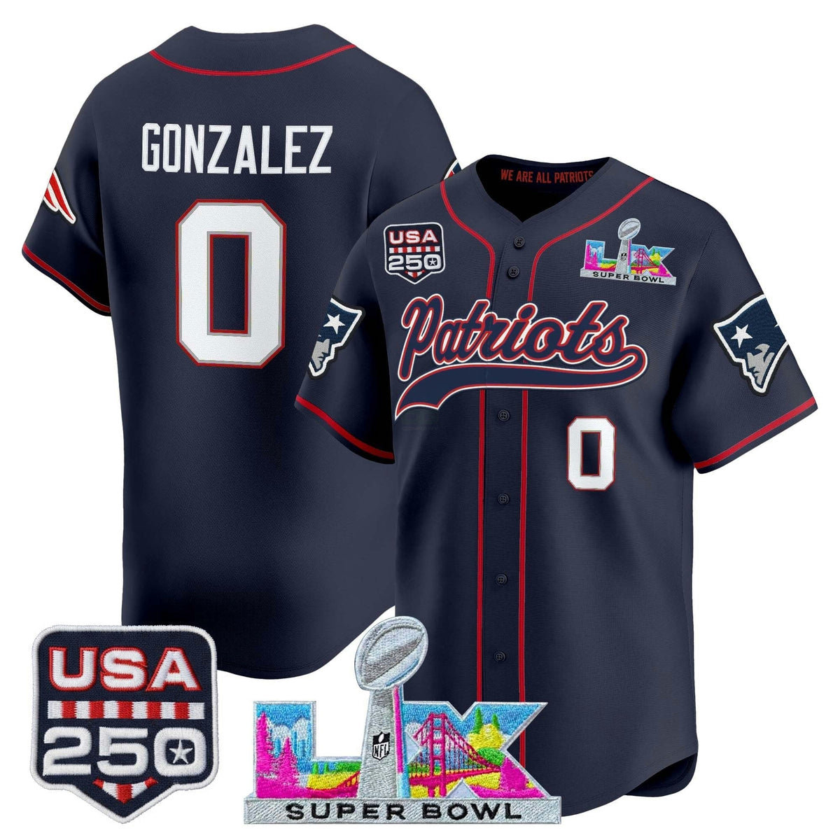 Camisa NFL Men’s New England “Super Bowl LX & United States 250th Anniversary Patch” Vapor Jersey