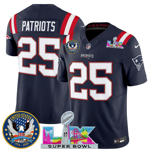 Camisa NFL Men’s New England “Super Bowl LX & United States 250th Patch” Vapor Limited Jersey