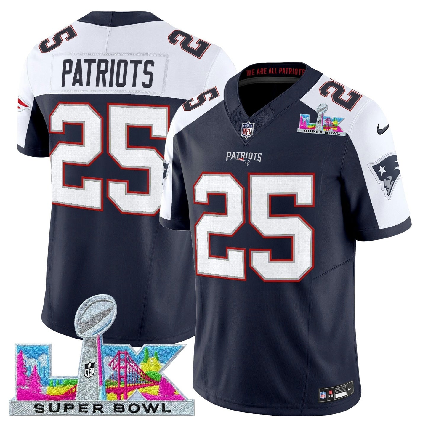 Camisa NFL Men’s New England Super Bowl LX Vapor Limited Jersey