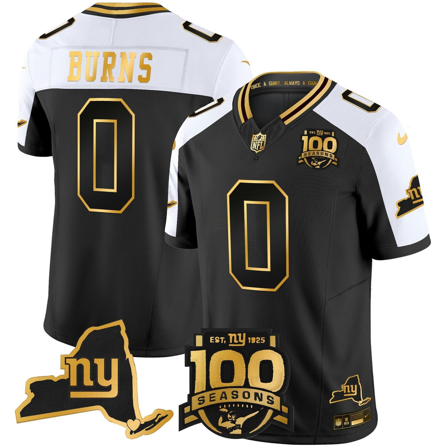 Camisa NFL Men’s New York 100th Season & State Patch Dourada Vapor Limited Jersey