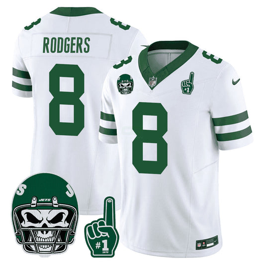 Camisa NFL Men’s New York 1980s Throwback Limited Jersey – Number 1 Patch - Branca