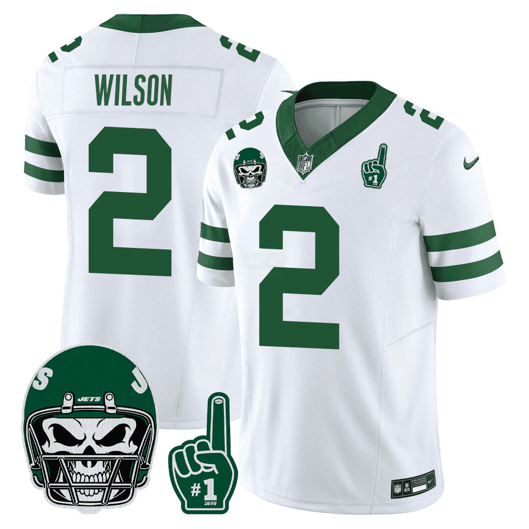 Camisa NFL Men’s New York 1980s Throwback Limited Jersey – Number 1 Patch - Branca