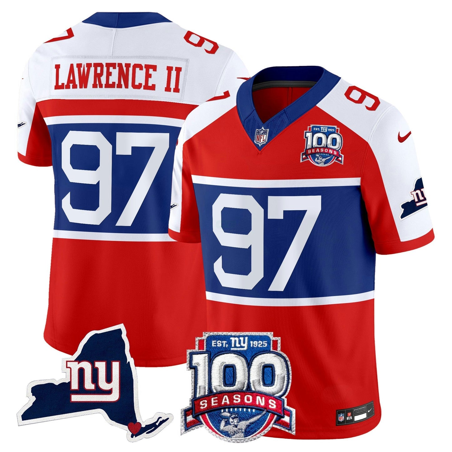 Camisa NFL Men’s New York ‘Century Red’ 100th Commemorative Vapor Jersey V2