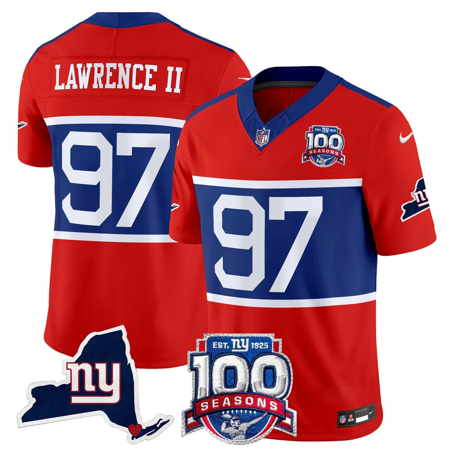 Camisa NFL Men’s New York ‘Century Red’ 100th Commemorative Vapor Jersey V2