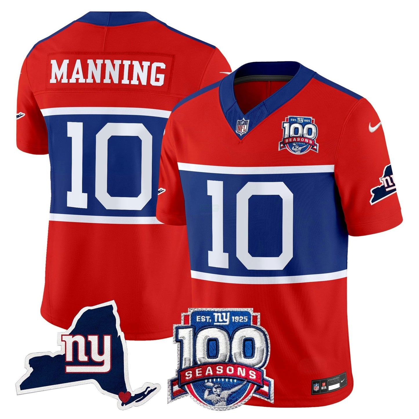 Camisa NFL Men’s New York ‘Century Red’ 100th Commemorative Vapor Jersey V2