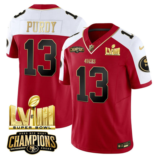 Camisa NFL Men’s NFC West Champions & Super Bowl LVIII Dourada Patch Vapor Jersey