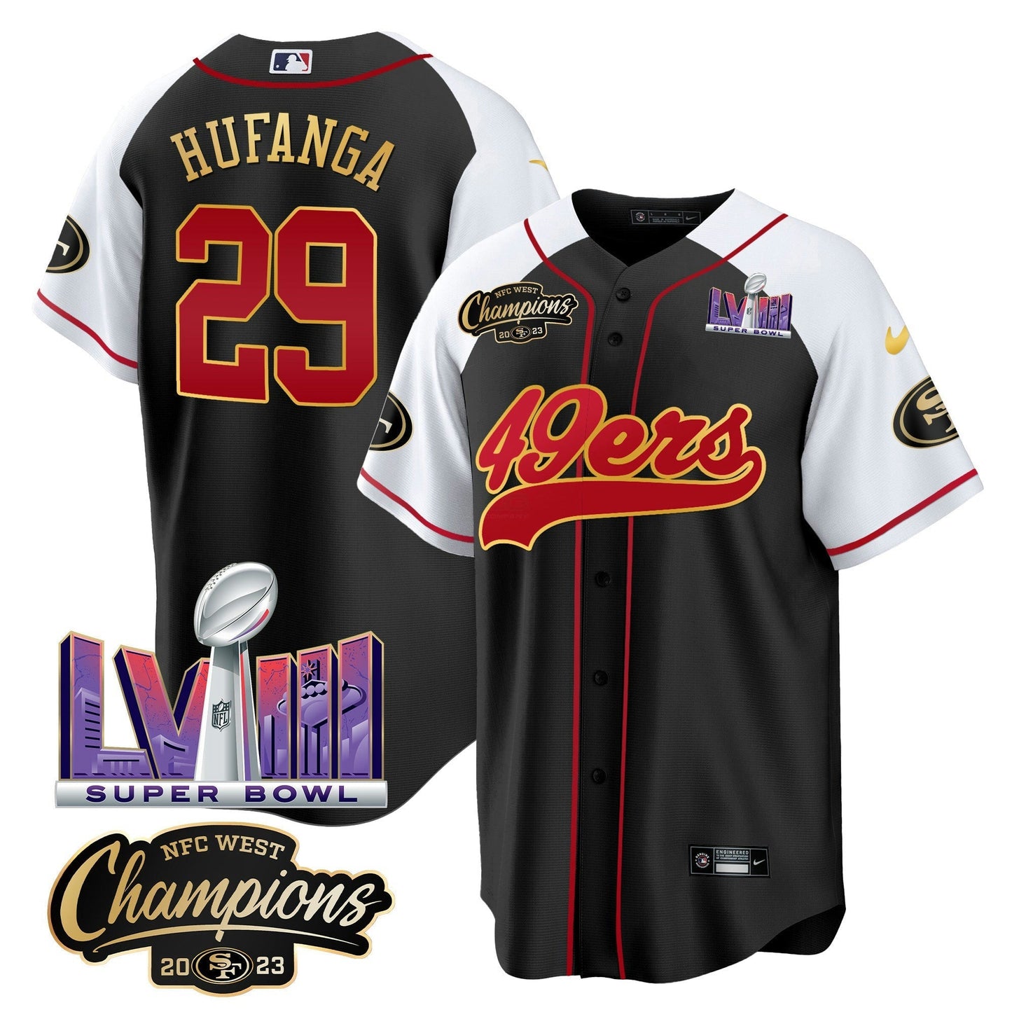 Camisa NFL Men’s NFC West Champions & Super Bowl LVIII Patch Jersey