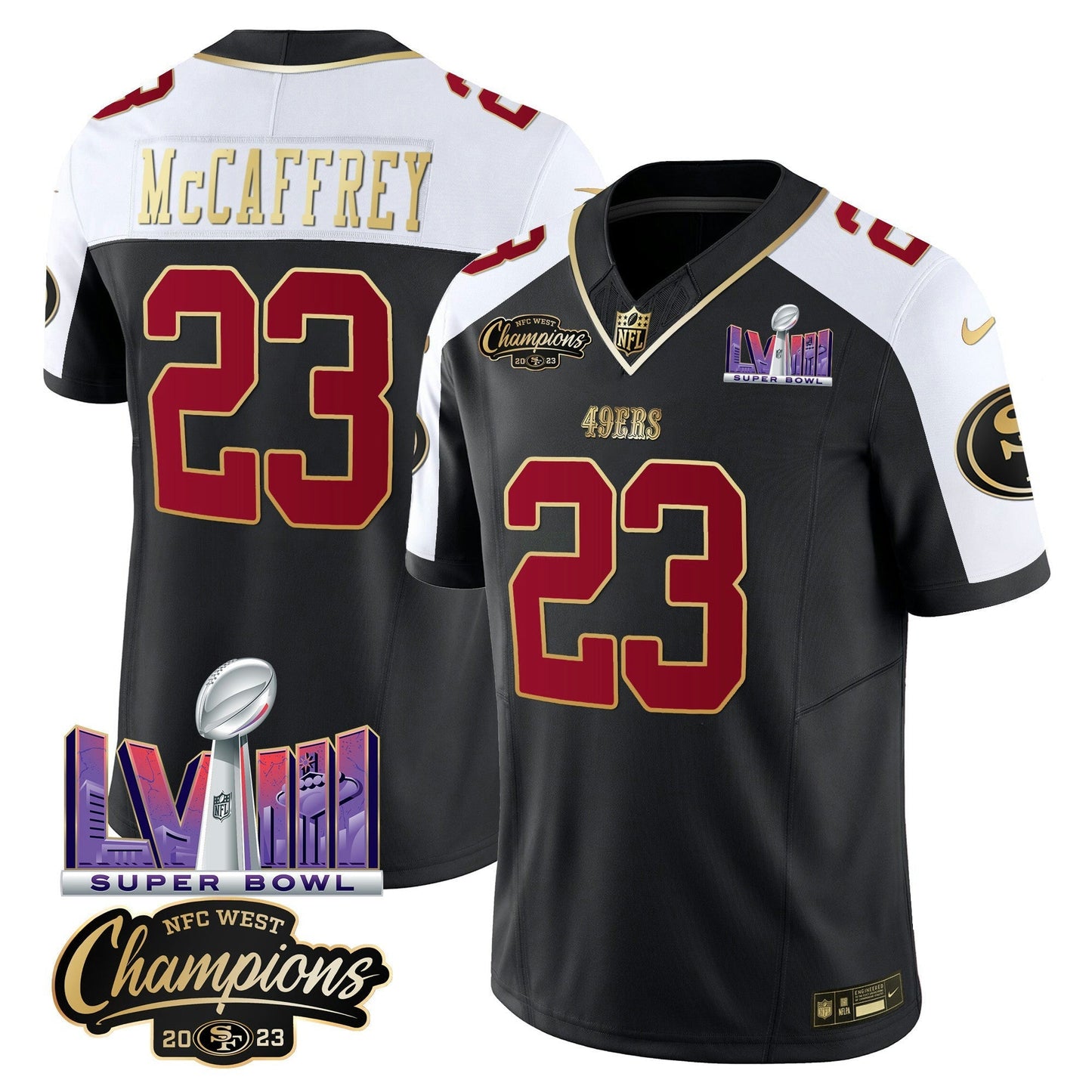 Camisa NFL Men’s NFC West Champions & Super Bowl LVIII Patch Vapor Jersey V2