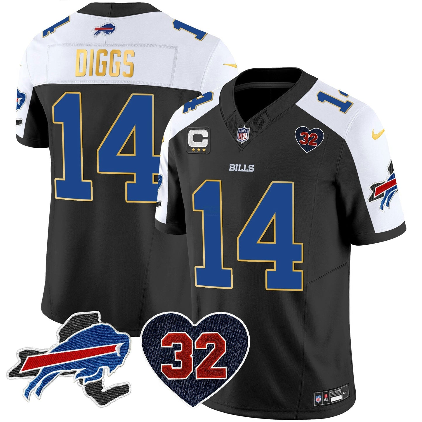 Camisa NFL Men’s O.J. Simpson Patch Dourada Trim Vapor Limited Jersey