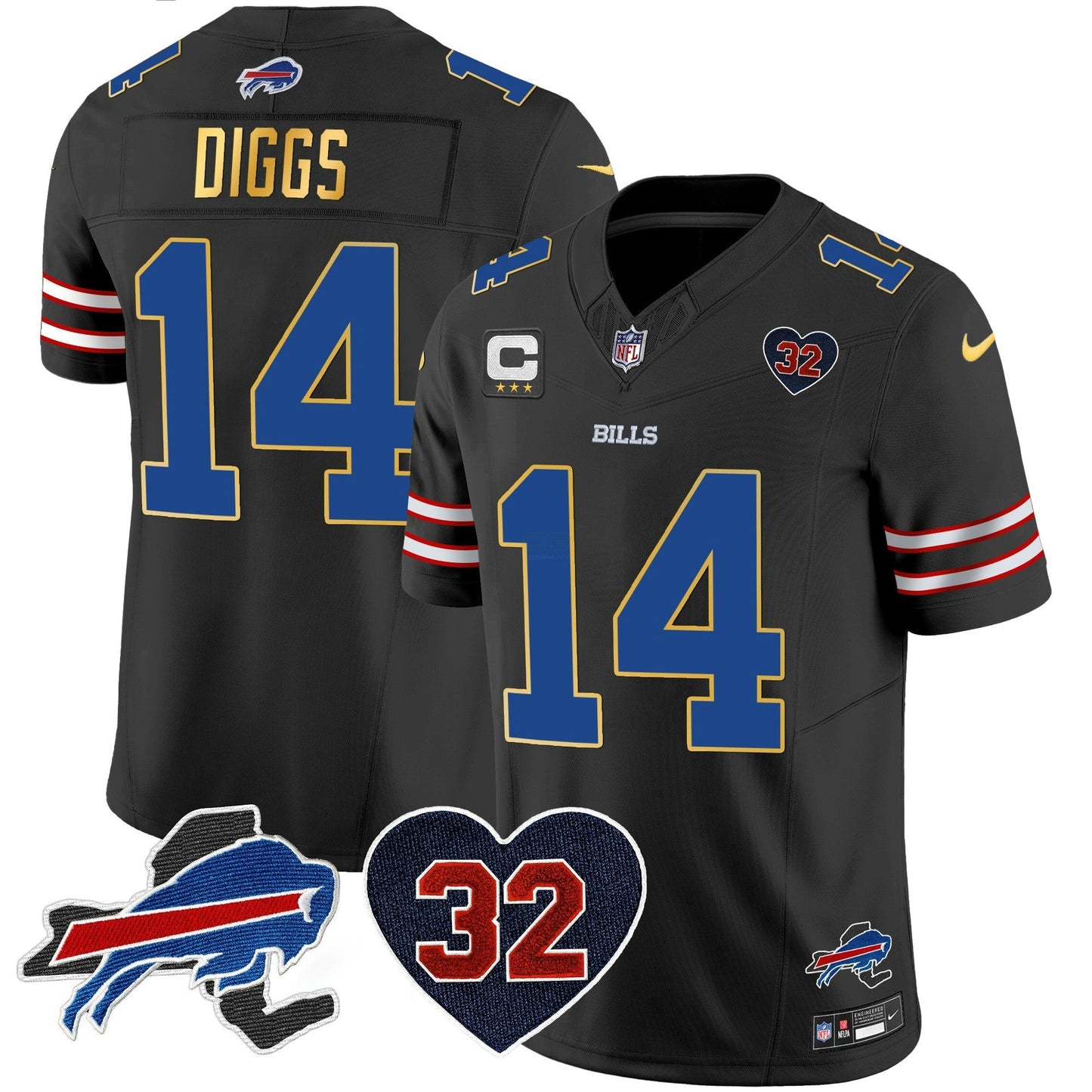 Camisa NFL Men’s O.J. Simpson Patch Dourada Trim Vapor Limited Jersey