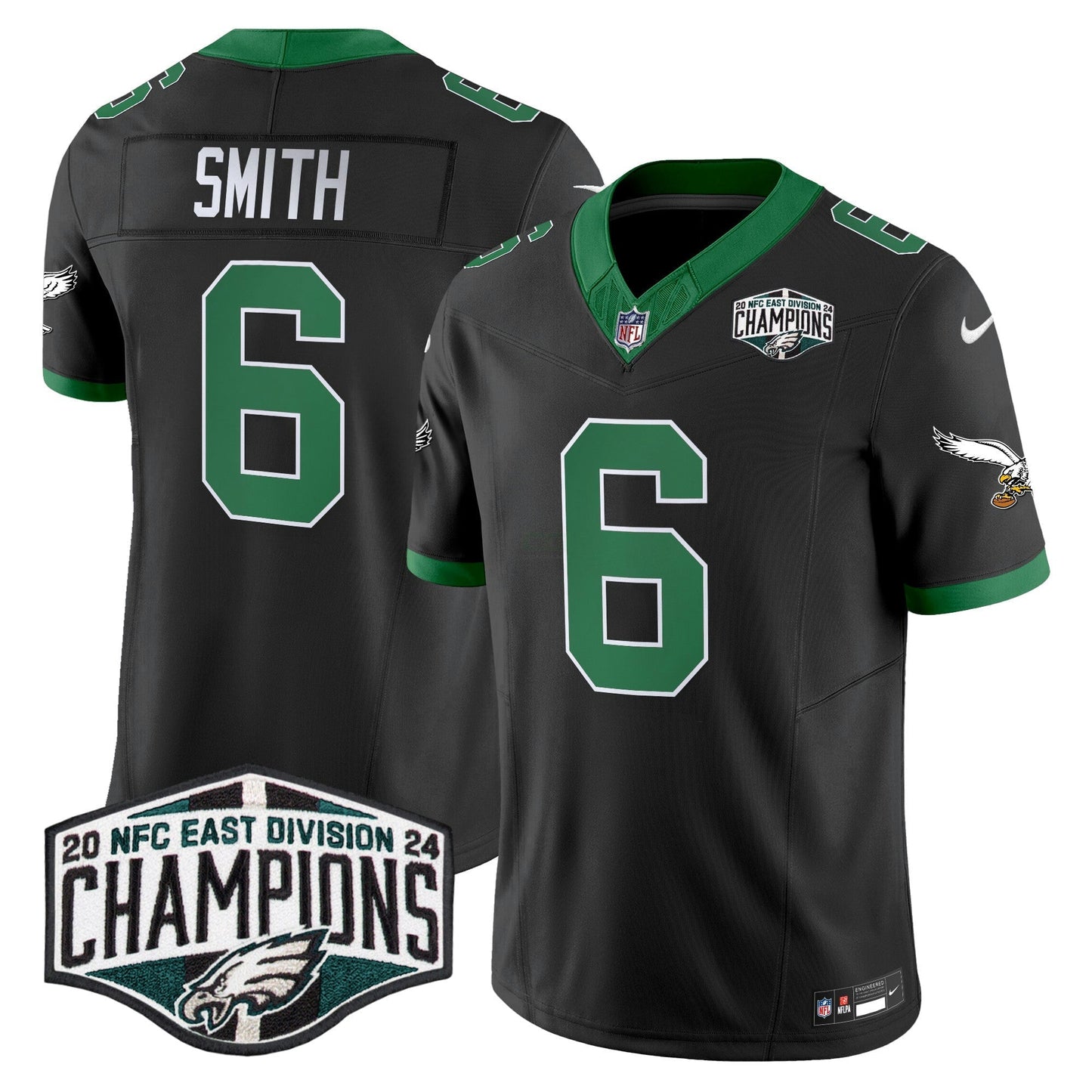 Camisa NFL Men’s Philadelphia Kelly Green 2024 NFC East Division Champions Vapor Limited Jersey V2