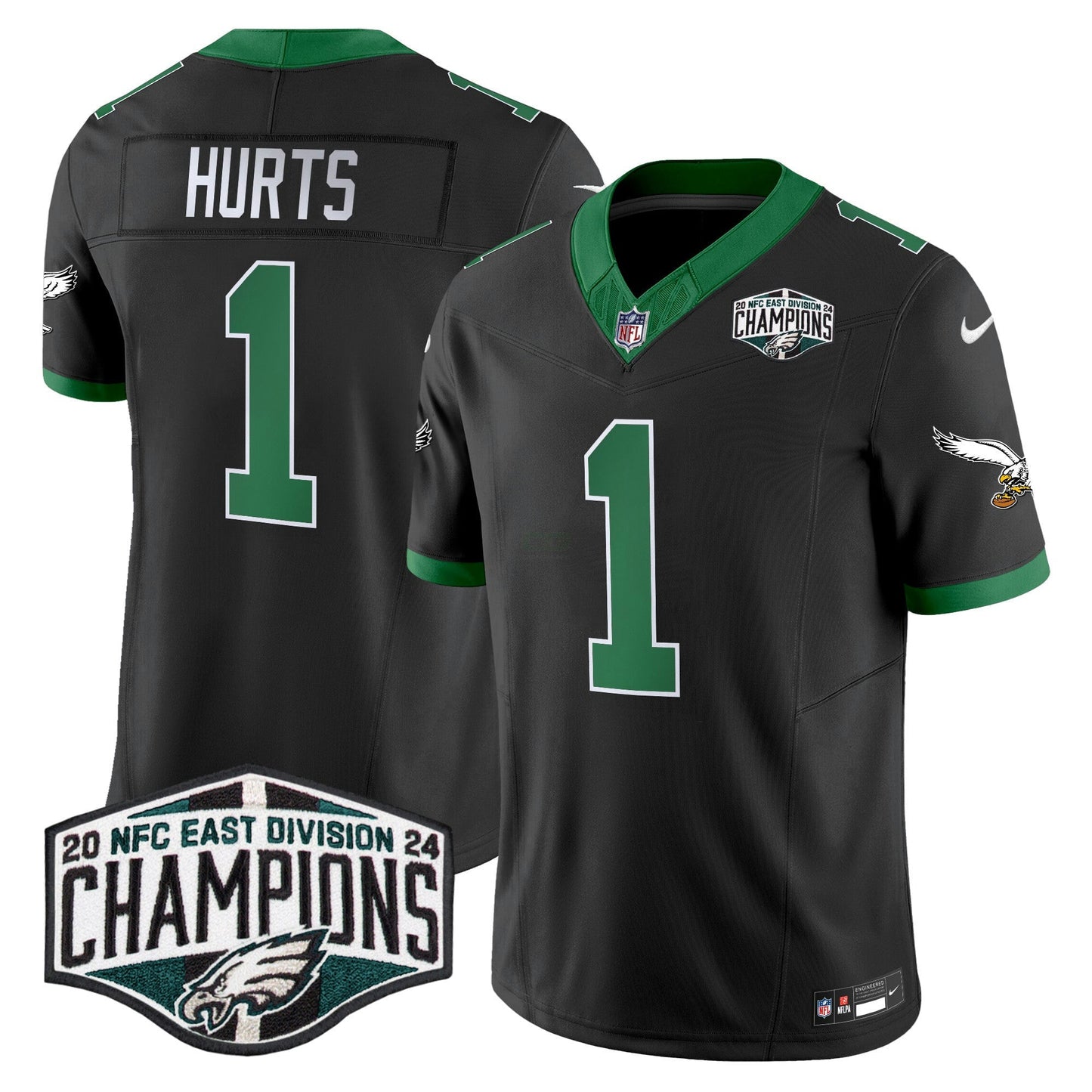 Camisa NFL Men’s Philadelphia Kelly Green 2024 NFC East Division Champions Vapor Limited Jersey V2