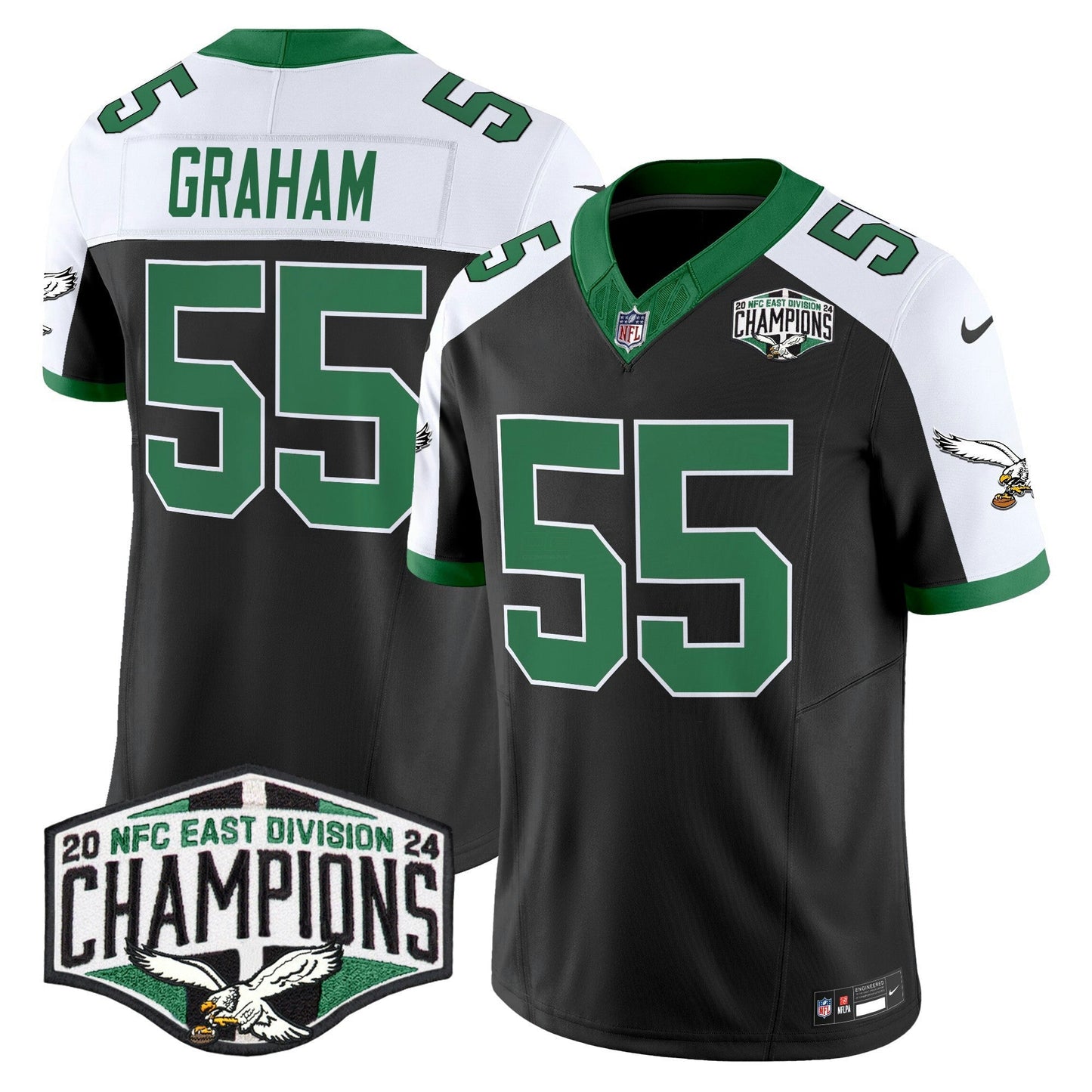 Camisa NFL Men’s Philadelphia Kelly Green 2024 NFC East Division Champions Vapor Limited Jersey