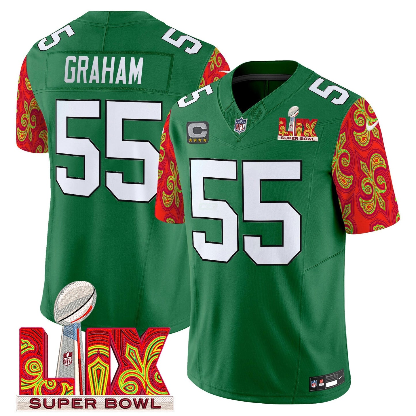 Camisa NFL Men’s Philadelphia Kelly Green Super Bowl LIX Style Vapor Limited Jersey