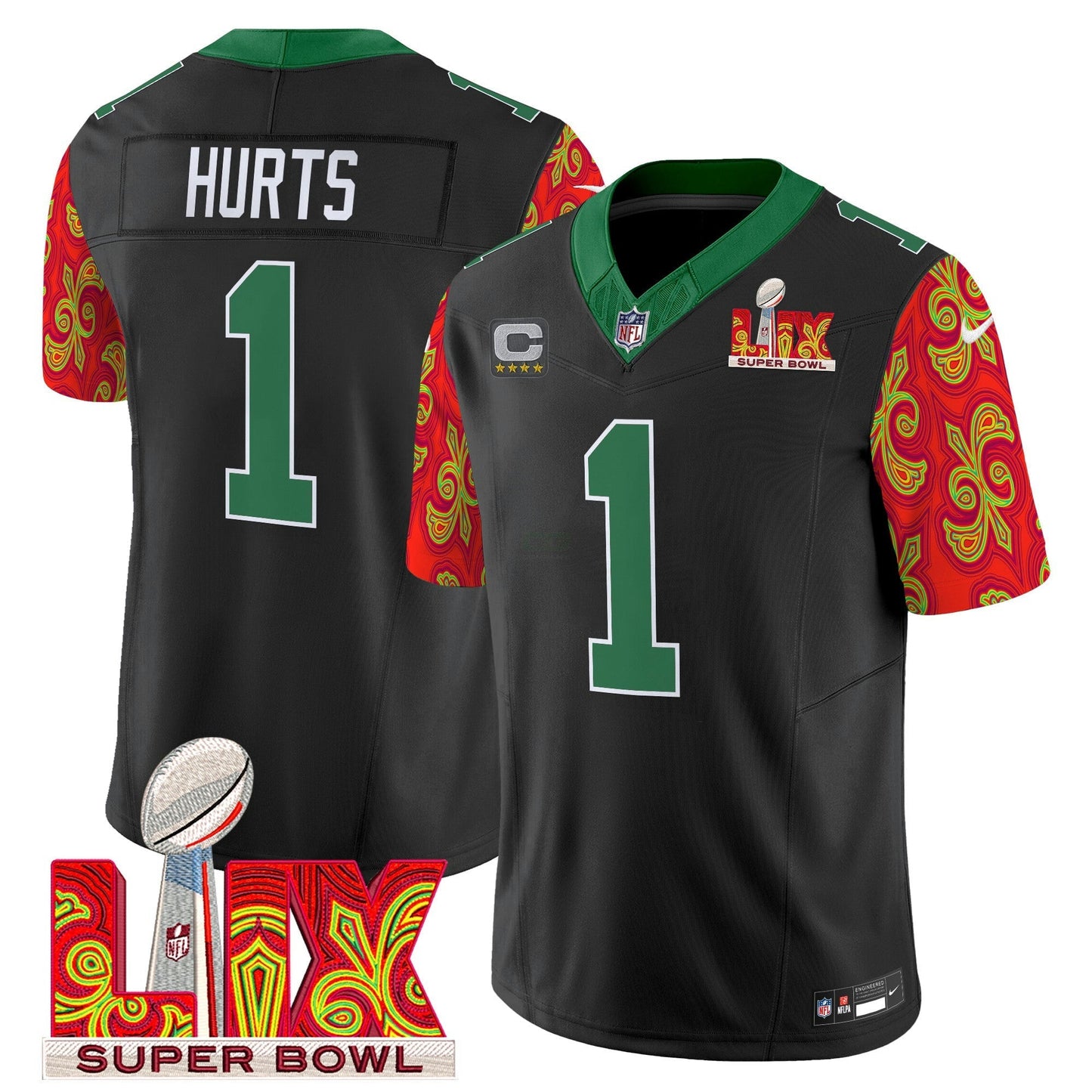 Camisa NFL Men’s Philadelphia Kelly Green Super Bowl LIX Style Vapor Limited Jersey