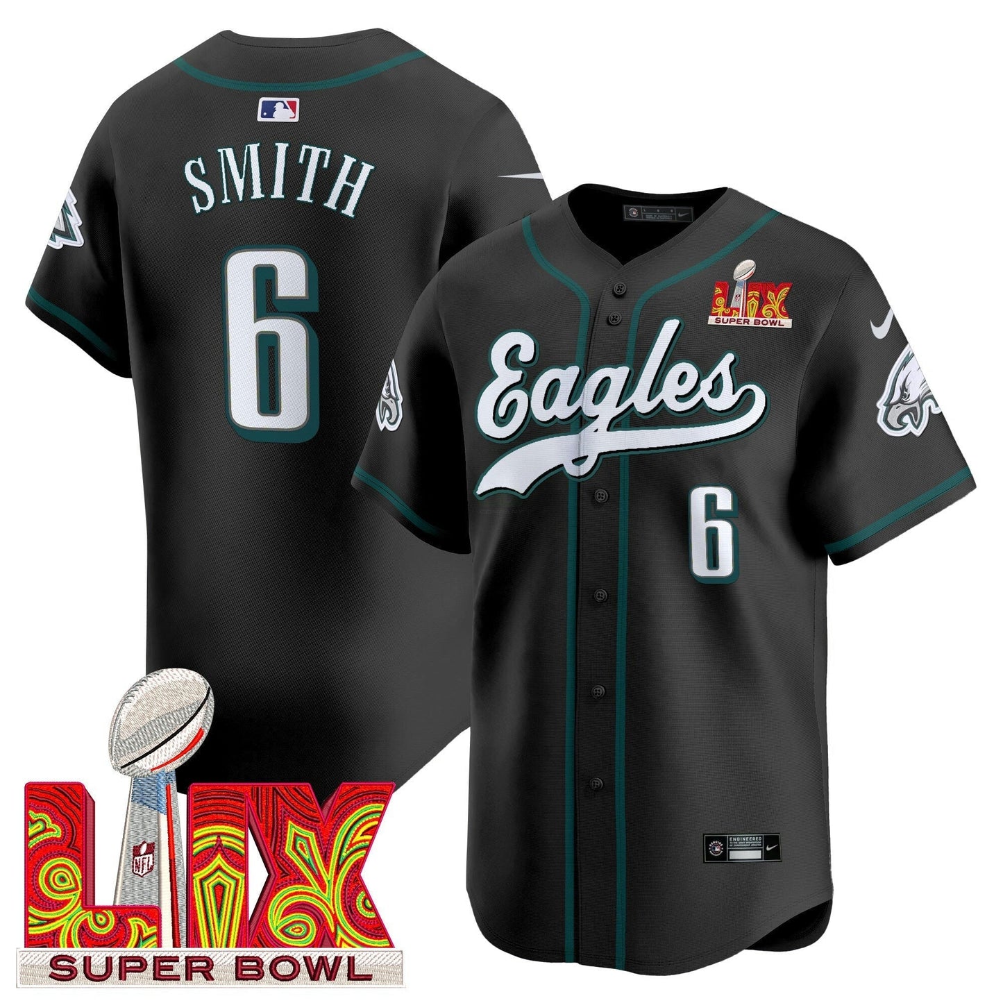 Camisa NFL Men’s Philadelphia Midnight Verde Super Bowl LIX Vapor Jersey