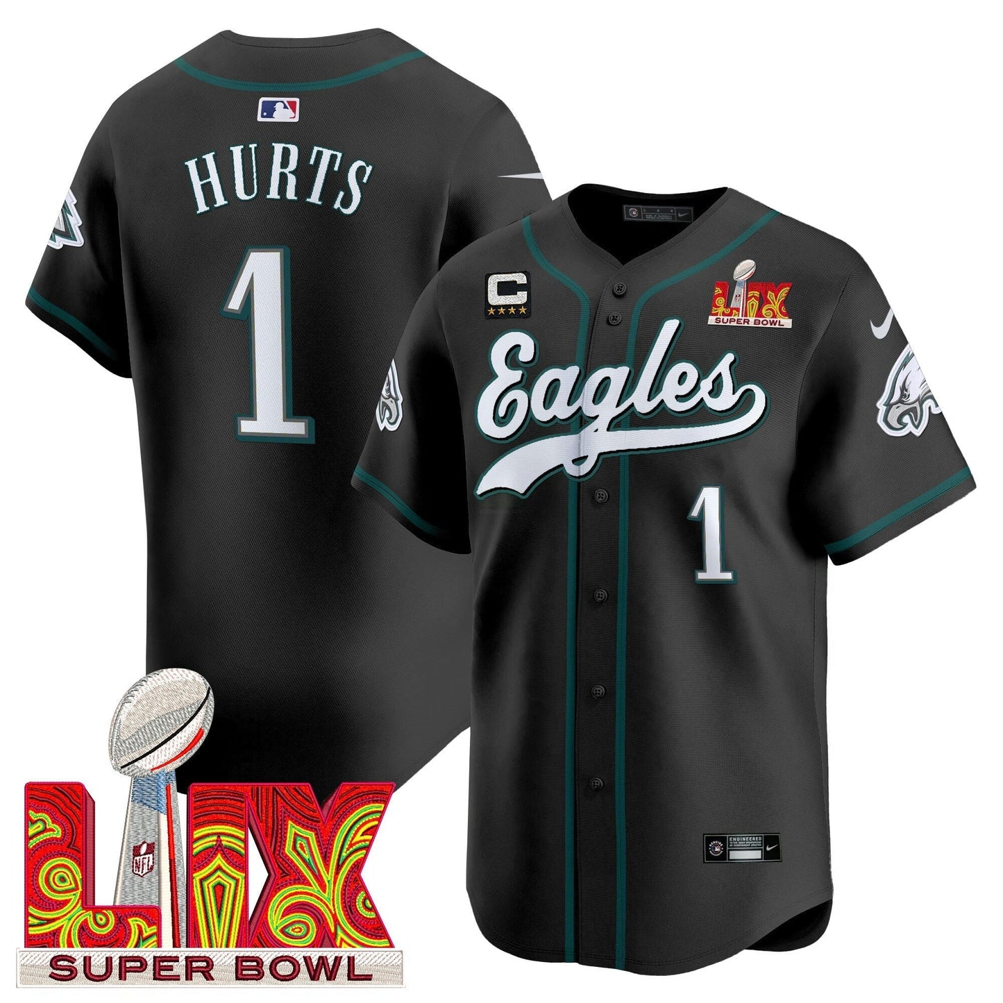 Camisa NFL Men’s Philadelphia Midnight Verde Super Bowl LIX Vapor Jersey