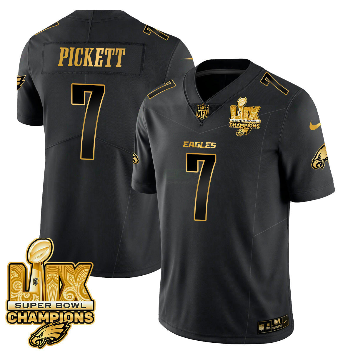Camisa NFL Men’s Philadelphia Super Bowl LIX Champions Dourada Vapor Limited Jersey