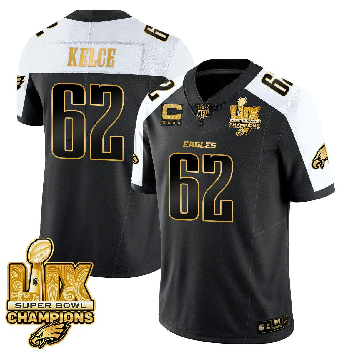 Camisa NFL Men’s Philadelphia Super Bowl LIX Champions Dourada Vapor Limited Jersey