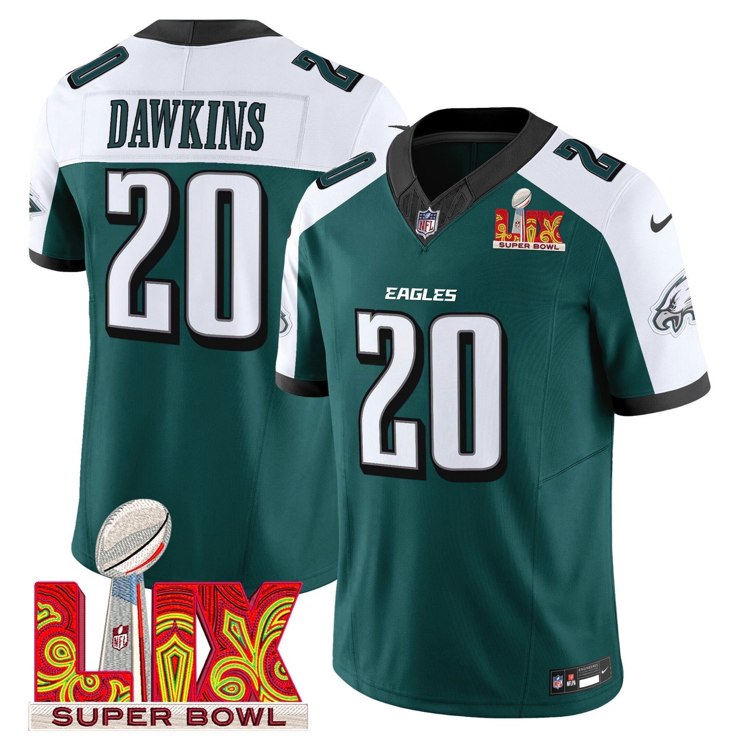 Camisa NFL Men’s Philadelphia Super Bowl LIX Patch Vapor Limited Jersey