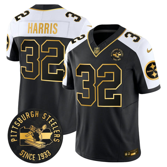 Camisa NFL Men’s Pittsburgh Throwback 1933 Patch Dourada Vapor Limited Jersey