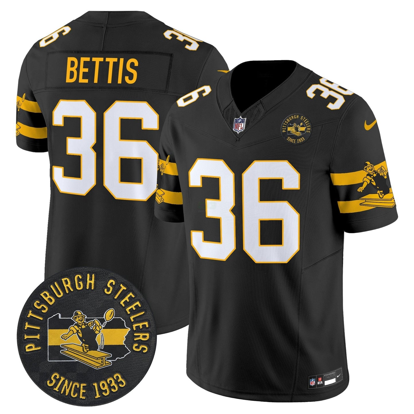 Camisa NFL Men’s Pittsburgh Throwback 1933 Patch Vapor Limited Jersey