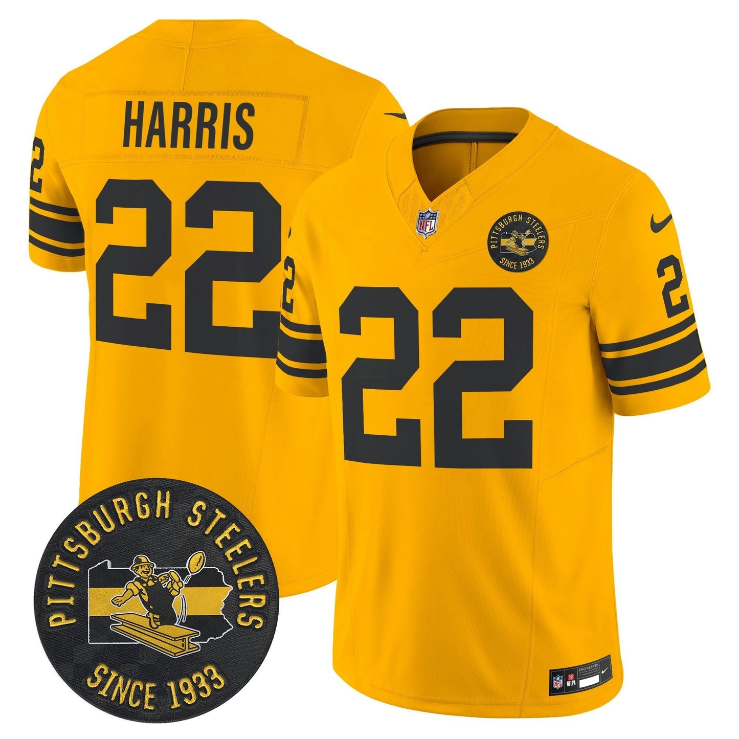 Camisa NFL Men’s Pittsburgh Throwback 1962 Vapor Limited Jersey – Est. 1933 Patch