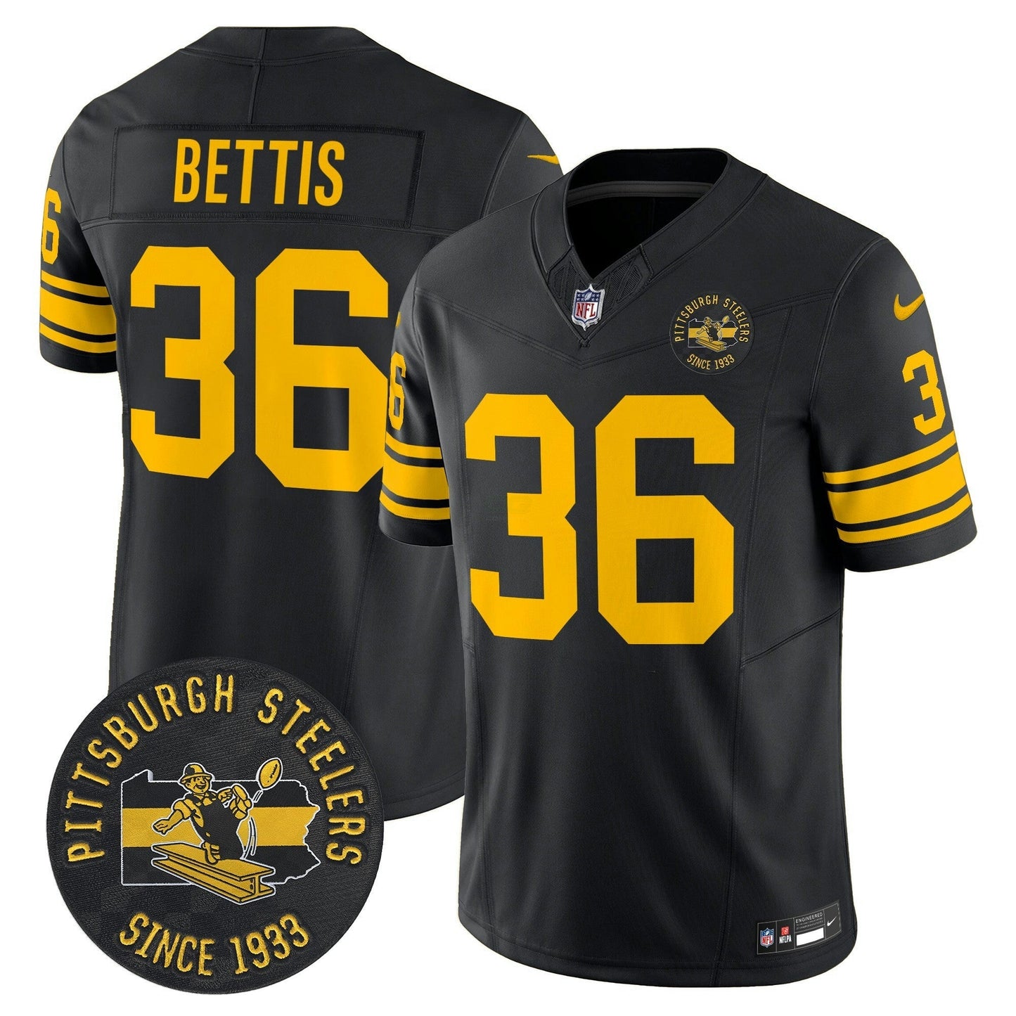 Camisa NFL Men’s Pittsburgh Throwback 1962 Vapor Limited Jersey – Est. 1933 Patch
