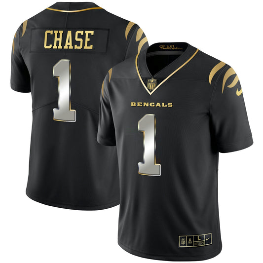 Camisa NFL Men’s Preta Dourada & Branca Dourada Vapor Jersey