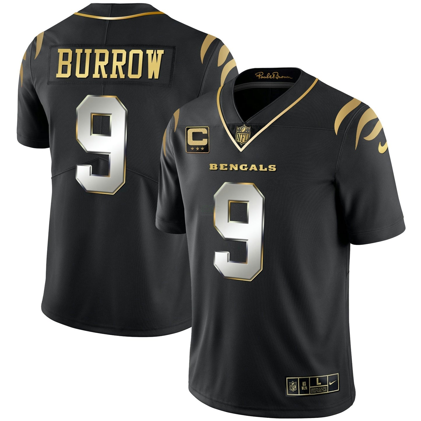 Camisa NFL Men’s Preta Dourada & Branca Dourada Vapor Jersey