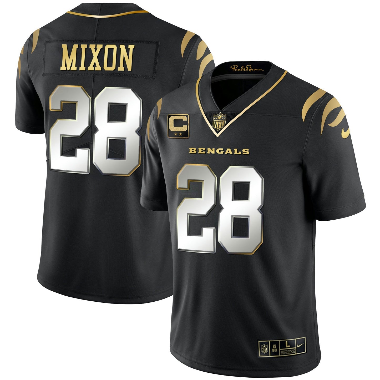 Camisa NFL Men’s Preta Dourada & Branca Dourada Vapor Jersey