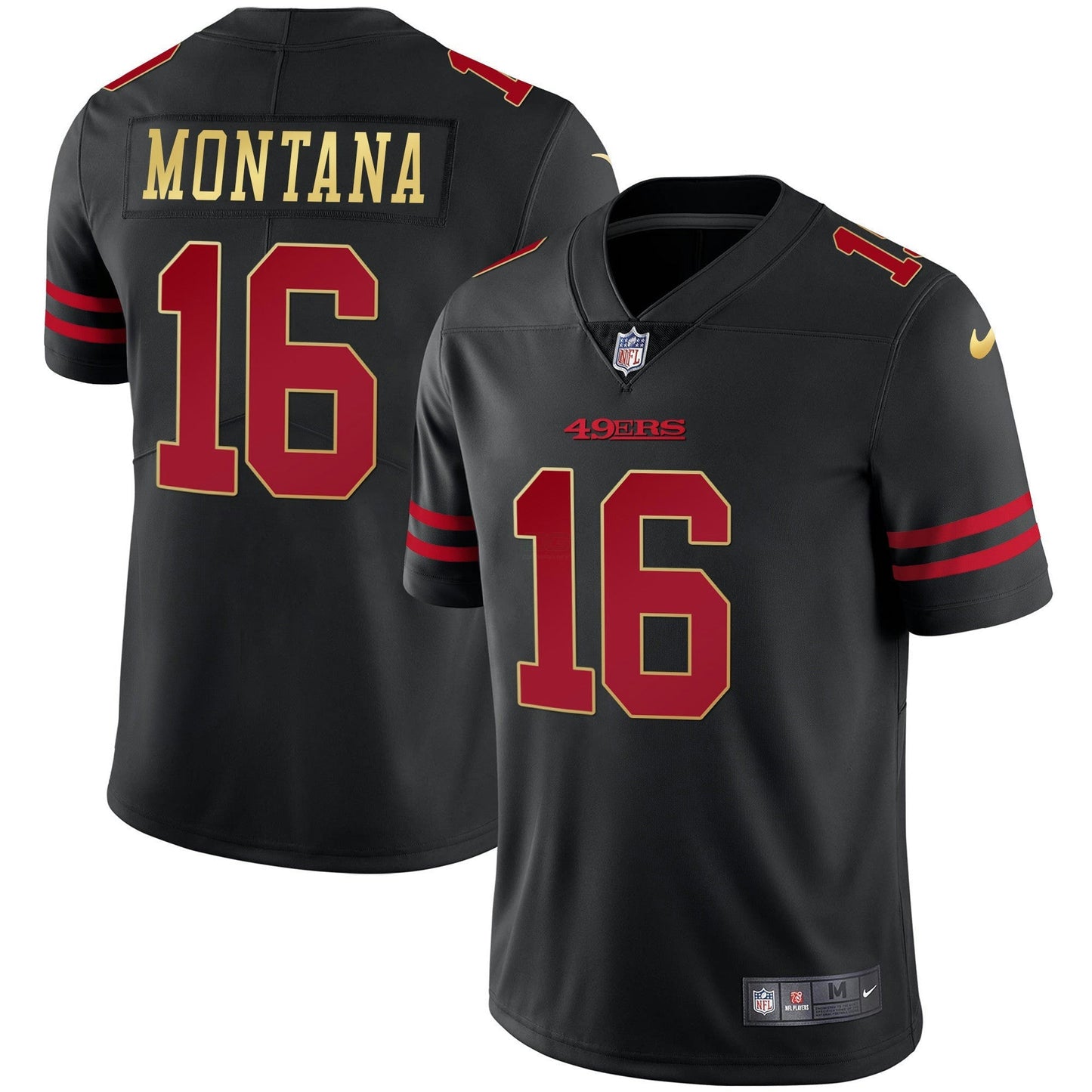 Camisa NFL Men’s Preta Vermelha Dourada Blooded Jersey